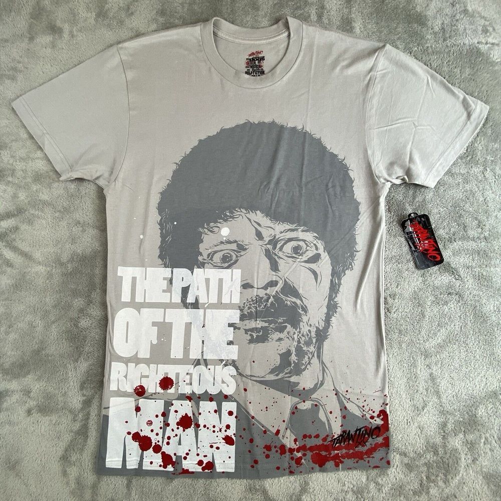 Tarantino Path Of‎ The Righteous Man Shirt Small Gray Crew Neck Pulp Fiction NEW